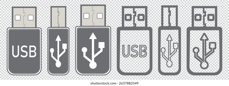 Usb stick icon set, simple vector symbol EPS 10