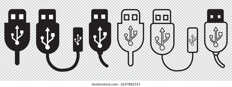 Usb stick icon set, simple vector symbol EPS 10