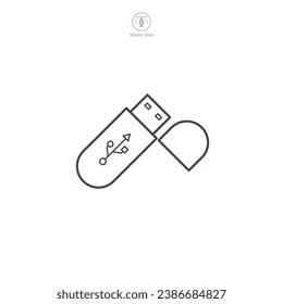 Icono de USB Stick Icono Ilustración vectorial aislada en fondo blanco
