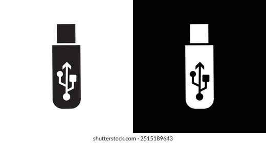 Usb stick icon Thin line flat illustration