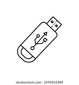 USB Stick Icon – Thin Line Design for Data Storage, Technology, and Portable Devices