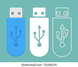 Usb Stick Icon In Three Different Style