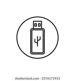 Usb stick icon vector outline logo sign