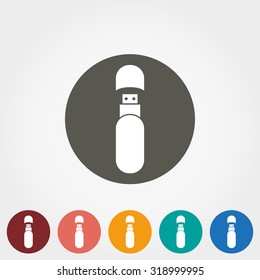Usb Stick. Icon for web and mobile application. Vector illustration on a button. Flat design style.