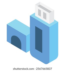 Usb Stick isometric 3d, Vector EPS 10 for print, digital UI, UX kit, web, app for business, electronic, smart home, technology