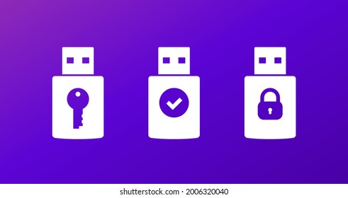 iconos vectoriales de teclas usb stick