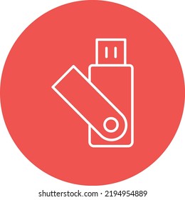 Imagen vectorial del icono de círculo de línea USB Stick. También se puede usar para aplicaciones web, aplicaciones móviles y medios impresos.