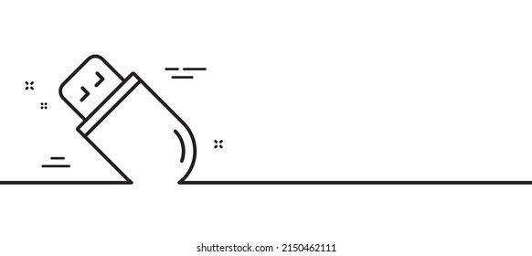 Icono de línea de stick Usb. Signo de componente de memoria de equipo. Símbolo de almacenamiento de datos. Fondo mínimo de la ilustración de línea. Banner de patrón de icono de línea de stick Usb. Concepto de plantilla web blanca. Vector