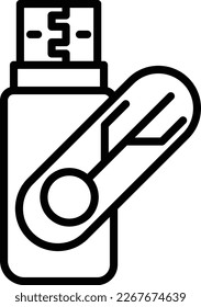 Usb Stick Line Vector Icon Design