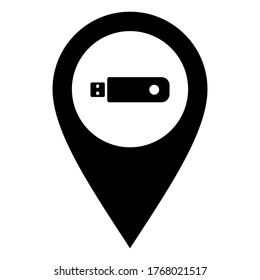 USB-Stick und Positionstisch auf Weiß