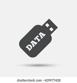 Usb Stick sign icon. Usb flash drive button. Flat usb web icon on white background. Vector