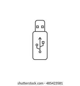 usb stick thin line icon, flash memory outline vector logo illustration, linear pictogram isolated on white