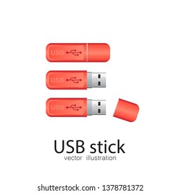 USB stick vector illustration isolated on white background.