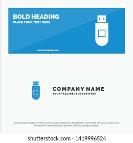 Usb, Storage, Data SOlid Icon Website Banner and Business Logo Template