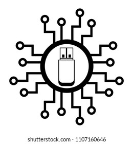 USB storage technology in black and white