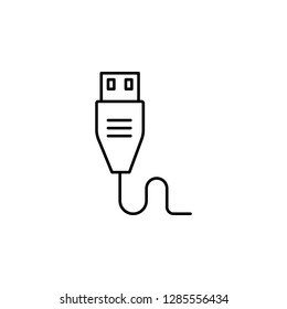 USB super speed connector cable line art vector icon for apps and websites, USB cable icon, USB