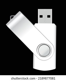 USB Swivel type plain, Swivel USB vector illustration, flash drive swivel type plain for mockup design, white USB design for mockup