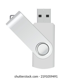 USB Swivel type plain, Swivel USB vector illustration, flash drive swivel type plain for mockup design, white USB design for mockup