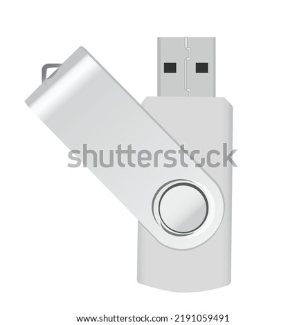 USB Swivel type plain, Swivel USB vector illustration, flash drive swivel type plain for mockup design, white USB design for mockup