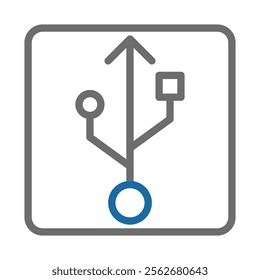 USB symbol icon. Concept of data transfer, connection, and technology.