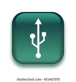 USB symbol icon - glossy vector button