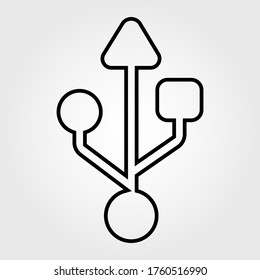 USB symbol icon, outline vector sign, linear style pictogram isolated on white. Symbol, logo illustration. Editable stroke. Eps10 vector illustration.