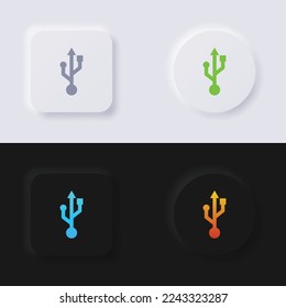 USB-Symbol-Set, Multi-color pneumorphism Schaltfläche Soft UI Design for Web Design, Anwendungs-Benutzeroberfläche und mehr, Button, Vector.