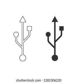 USB Symbol, icon. Vector illustration, flat design.