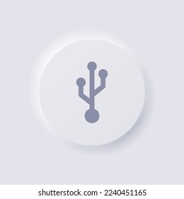 Símbolo USB Icono, Neumorfismo blanco diseño de interfaz de usuario suave para diseño web, interfaz de usuario de aplicación y más, botón, vector.