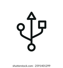 USB symbol line icon, usb port vector symbol with editable stroke