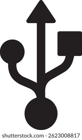 USB symbol, minimalist design, technology logo, digital connectivity, computer port, simple graphic, high contrast, vector illustration,	