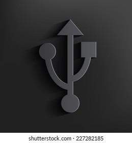 Usb symbol on black background,clean vector