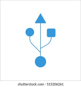 Usb symbol sign blue icon on background