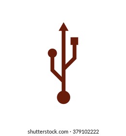 USB symbol. Vector icon brown

