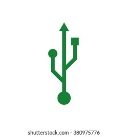 USB symbol. Vector icon green
