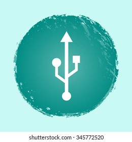 USB symbol vector icon - round button