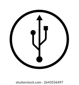 USB symbol vector on white background