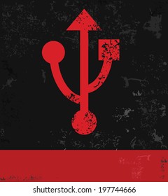 USB symbol,grunge vector