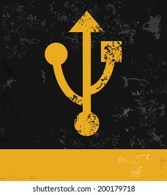 USB symbol,grunge vector
