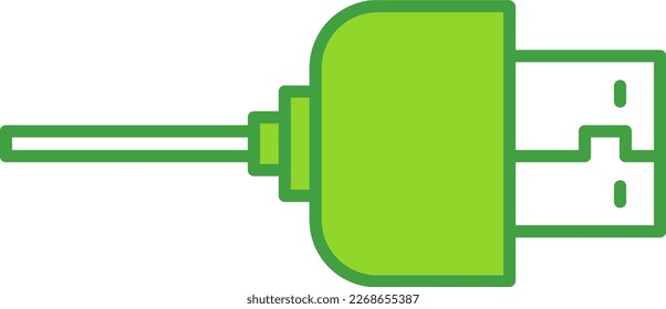 USB technology icon with green outline style. Concept, digital, data, abstract, network, internet, tech. Vector Illustration