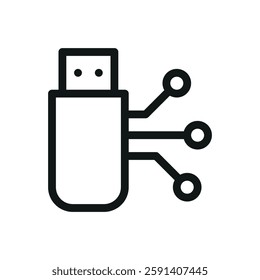 USB technology line icon, usb software system vector symbol with editable stroke