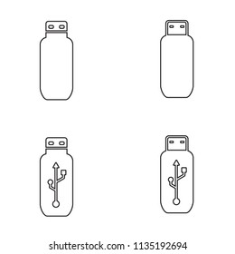 USB thin line icon set. Vector.