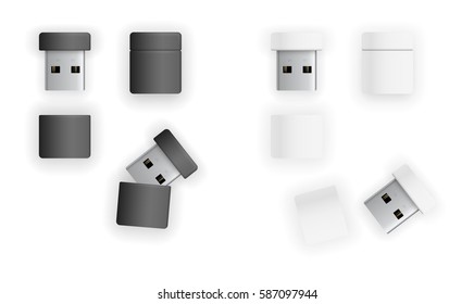 USB thumb size flash drive or transceiver for wireless devices. Vector illustration top view