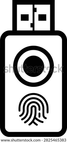 USB token design featuring fingerprint sensor. Represents advanced biometric login and physical security measures.