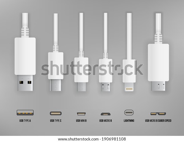 Usb Type B Type C Plugs Stock Vector (Royalty Free) 1906981108 ...