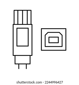 vector de icono de línea usb tipo b. signo usb tipo b. símbolo de contorno aislado ilustración negra