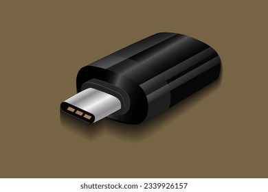 Adaptador USB Tipo C Vector color negro con sombra