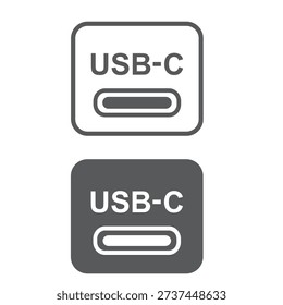USB Type C cable, icon for mobile phone charging .
