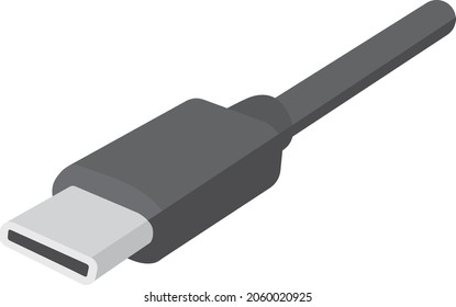 USB Type C cable viewed from an angle.