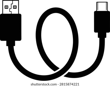 Usb type a to type c charging data cable icon